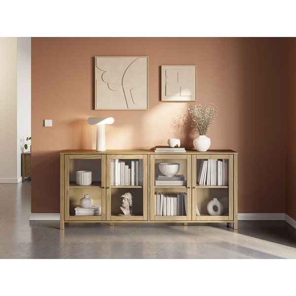 Witryna z litego drewna sosnowego w naturalnym kolorze 186x80x40 cm Alessandra – Marckeric-image-1