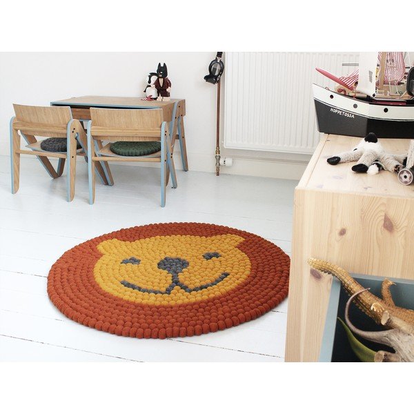 Dziecięcy wełniany dywan kulkowy Wooldot Ball Rugs Lion, ⌀ 90 cm-image-1