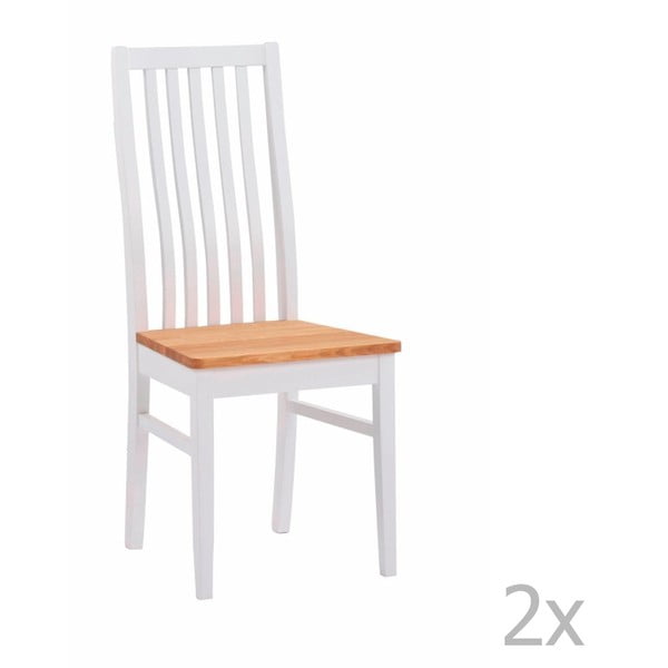 Zestaw 2 białych krzeseł z drewna dębowego Folke Rock