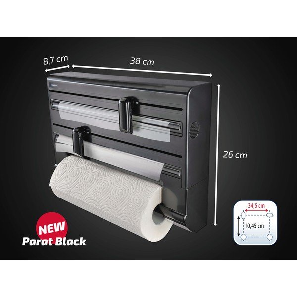 Czarny ścienny plastikowy uchwyt na ręczniki papierowe i folię Parat – LEIFHEIT-image-2