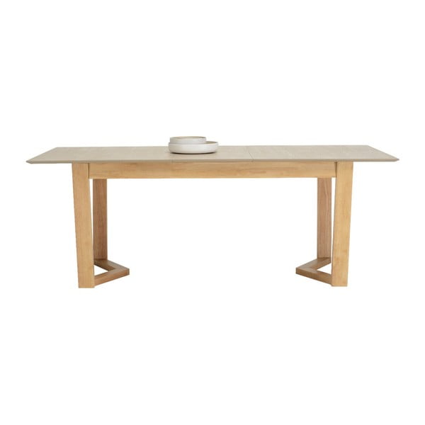 Szary stół rozkładany z nogami z drewna dębowego sømcasa Irina, 160 x 90 cm