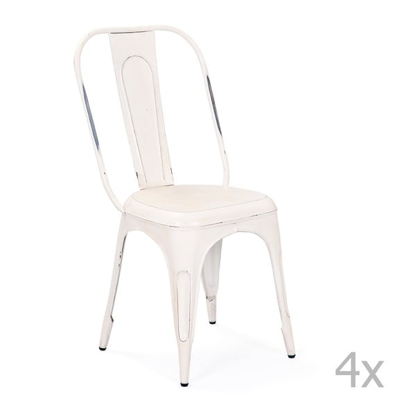 Zestaw 4 białych krzeseł metalowych do jadalni Interlink Aix