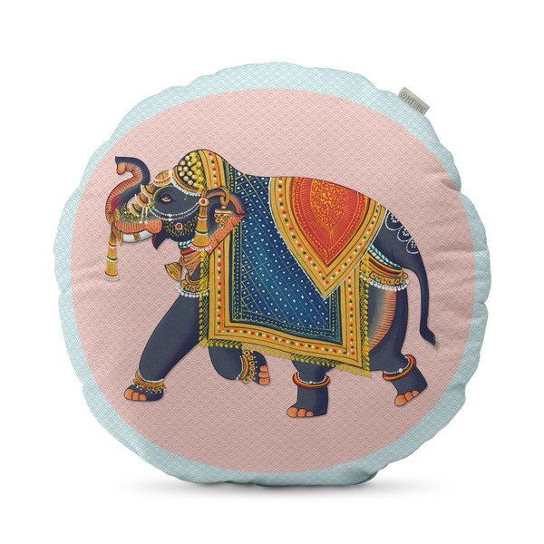 Bawełniana poduszka dwustronna HF Living Kandula Pink Elephant, ⌀ 50 cm