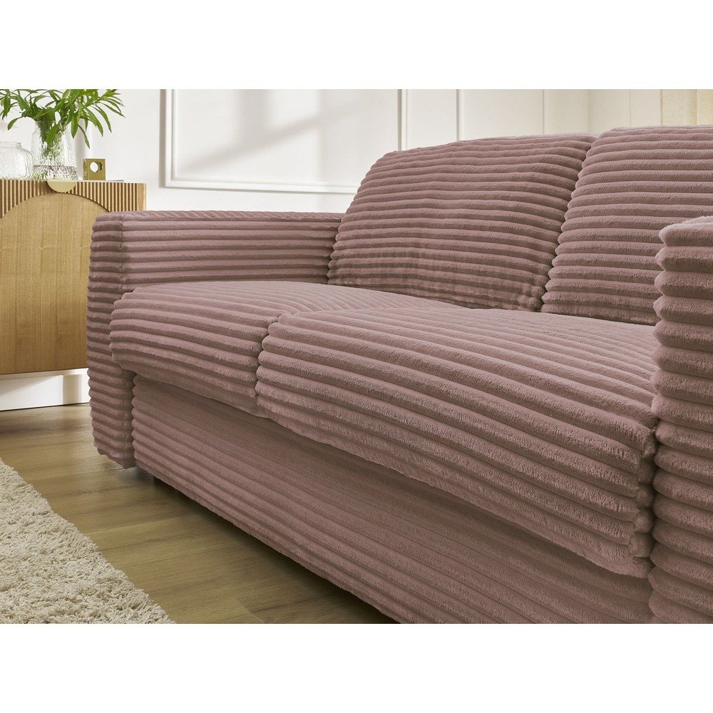 Różowa sztruksowa rozkładana sofa do spania 240 cm Hugo – Bobochic Paris (zdjęcie 6)