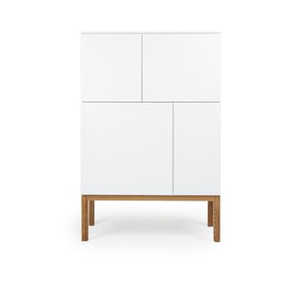 Biała 4-drzwiowa szafka z nogami z drewna dębowego Tenzo Patch, 92x138 cm