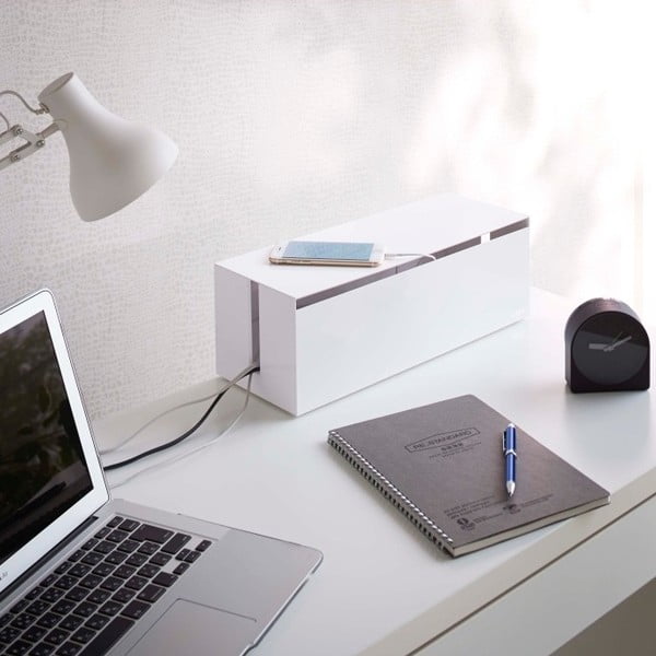 Biały pojemnik na ładowarki YAMAZAKI Web Cable Box-image-4