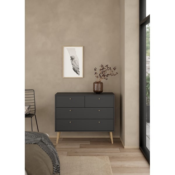 Antracytowa niska komoda 99x82 cm Bodo – Tvilum-image-1