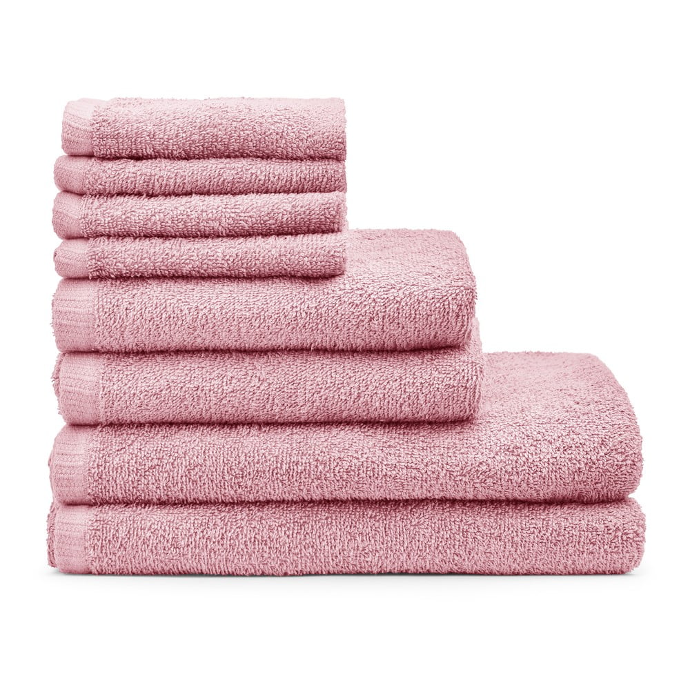 Różowe bawełniane ręczniki zestaw 8 szt. szybkoschnące/frotte Quick Dry – Catherine Lansfield