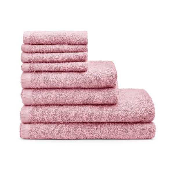 Różowe bawełniane ręczniki zestaw 8 szt. szybkoschnące/frotte Quick Dry – Catherine Lansfield