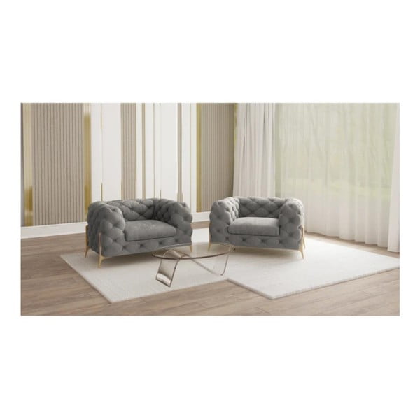 Szary aksamitny fotel Chelsea Bis – Ropez-image-1