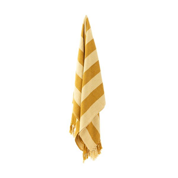 Żółty koc z bawełny z recyklingu 130x160 cm Frello – Bloomingville-image-2