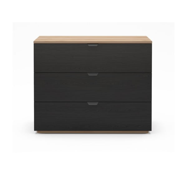 Czarno-naturalna komoda w dekorze dębu 100x80x40 cm Dennis – Marckeric
