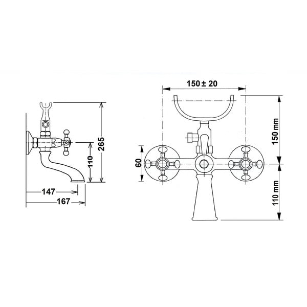 Bateria wannowa ścienna w kolorze brązu (2 otwory) Antea – Sapho-image-4