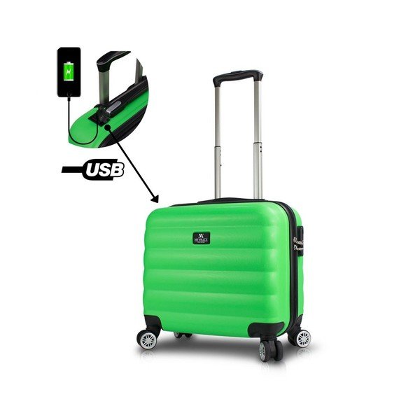 Zielona walizka na kółkach z USB My Valice COLORS RESSNO Cabin Suitcase-image-1
