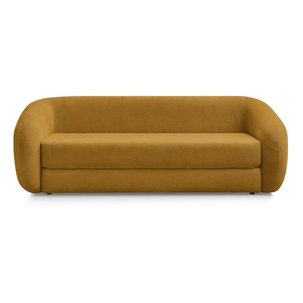 Musztardowa rozkładana sofa z tkaniny szenilowej 228 cm Neyo – Bobochic Paris
