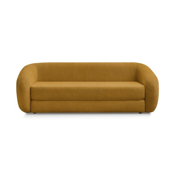 Musztardowa rozkładana sofa z tkaniny szenilowej 228 cm Neyo – Bobochic Paris