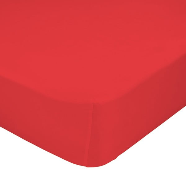 Czerwone elastyczne prześcieradło HF Living Basic, 90x200 cm
