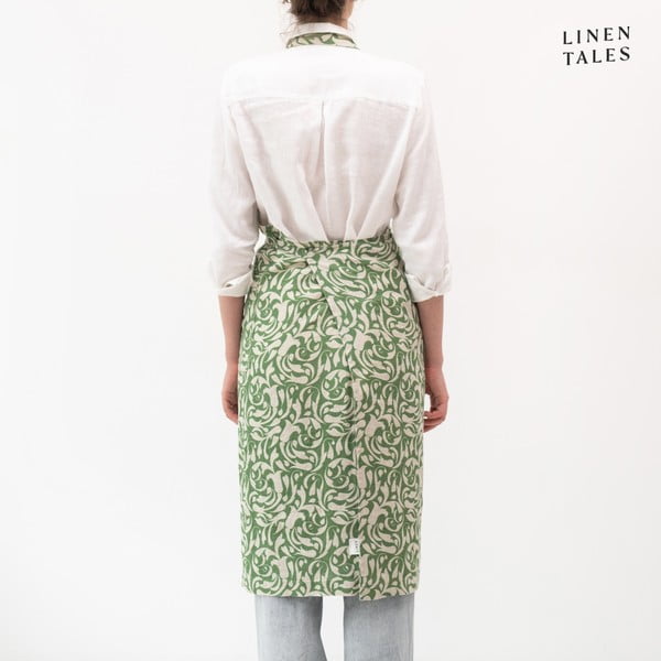 Lniany fartuch Evergreen Damask – Linen Tales-image-1