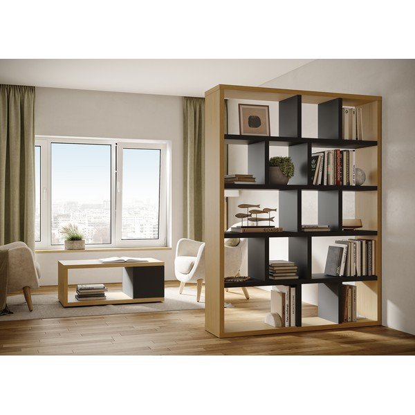Czarny regał w dekorze dębu 150x198 cm Berlin – TemaHome-image-1