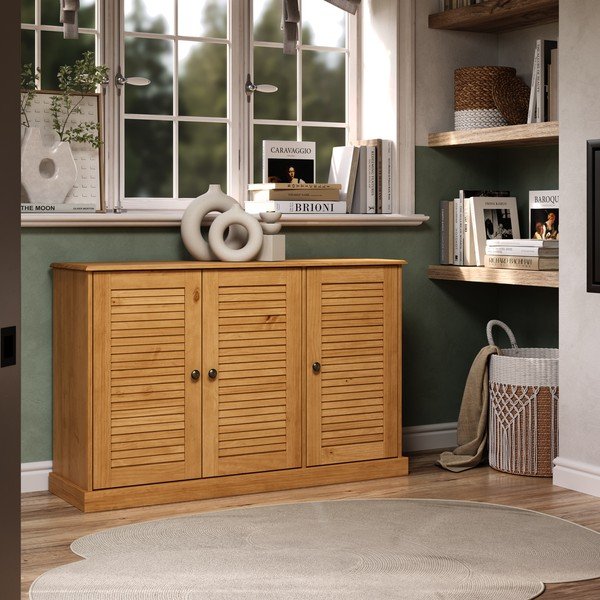 Komoda z litego drewna sosnowego w jasnym naturalnym kolorze 125x80x38 cm Edith – Støraa-image-4