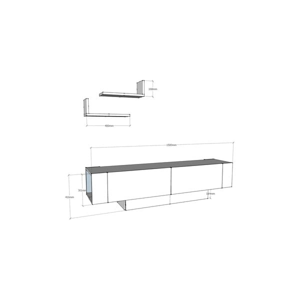Biały zestaw pod TV 150x42 cm Matera – Zena Home-image-3