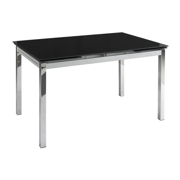 Stół rozkładany z czarnym blatem z hartowanego szkła Pondecor Sable, 90x140 cm