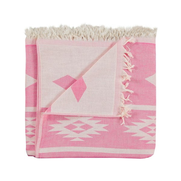 Różowy ręcznik hammam Alpha, dwustronny