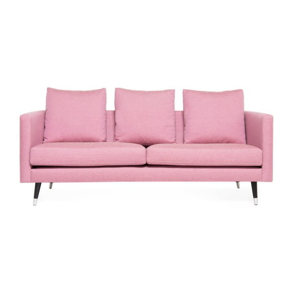 Różowa sofa 3-osobowa z nogami w kolorze srebra Vivonita Meyer Three