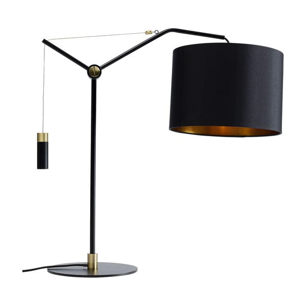 Czarna lampa stołowa z tekstylnym kloszem (wysokość 55 cm) Salotto – Kare Design