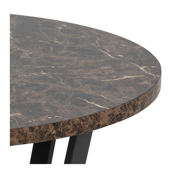 Czarno-brązowy stolik z blatem w dekorze marmuru Actona Amble, ⌀ 77 cm-image-3