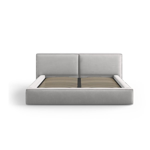 Jasnoszare tapicerowane łóżko dwuosobowe ze schowkiem i stelażem 180x200 cm Arendal – Cosmopolitan Design-image-2