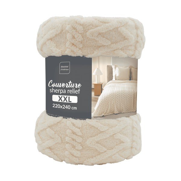 Kremowy koc z materiału sherpa 220x240 cm Edgar – douceur d'intérieur-image-3