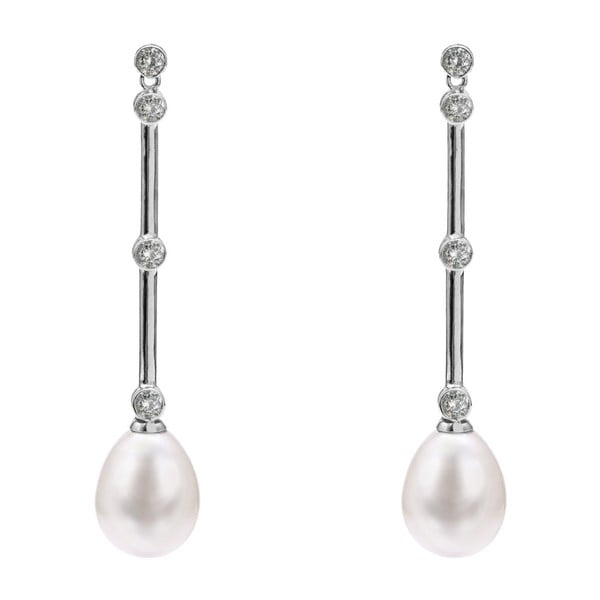 Srebrne kolczyki z białą perłą i szafirami GemSeller Fons