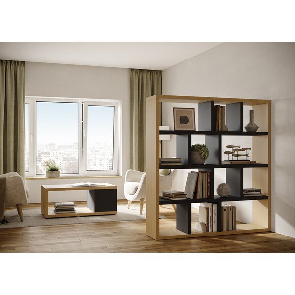 Czarny regał w dekorze dębu 150x159 cm Berlin – TemaHome-image-1