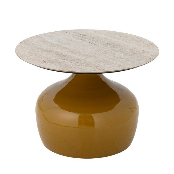 Żółty okrągły stolik z ceramicznym blatem ø 60 cm Lecco – Bloomingville-image-4