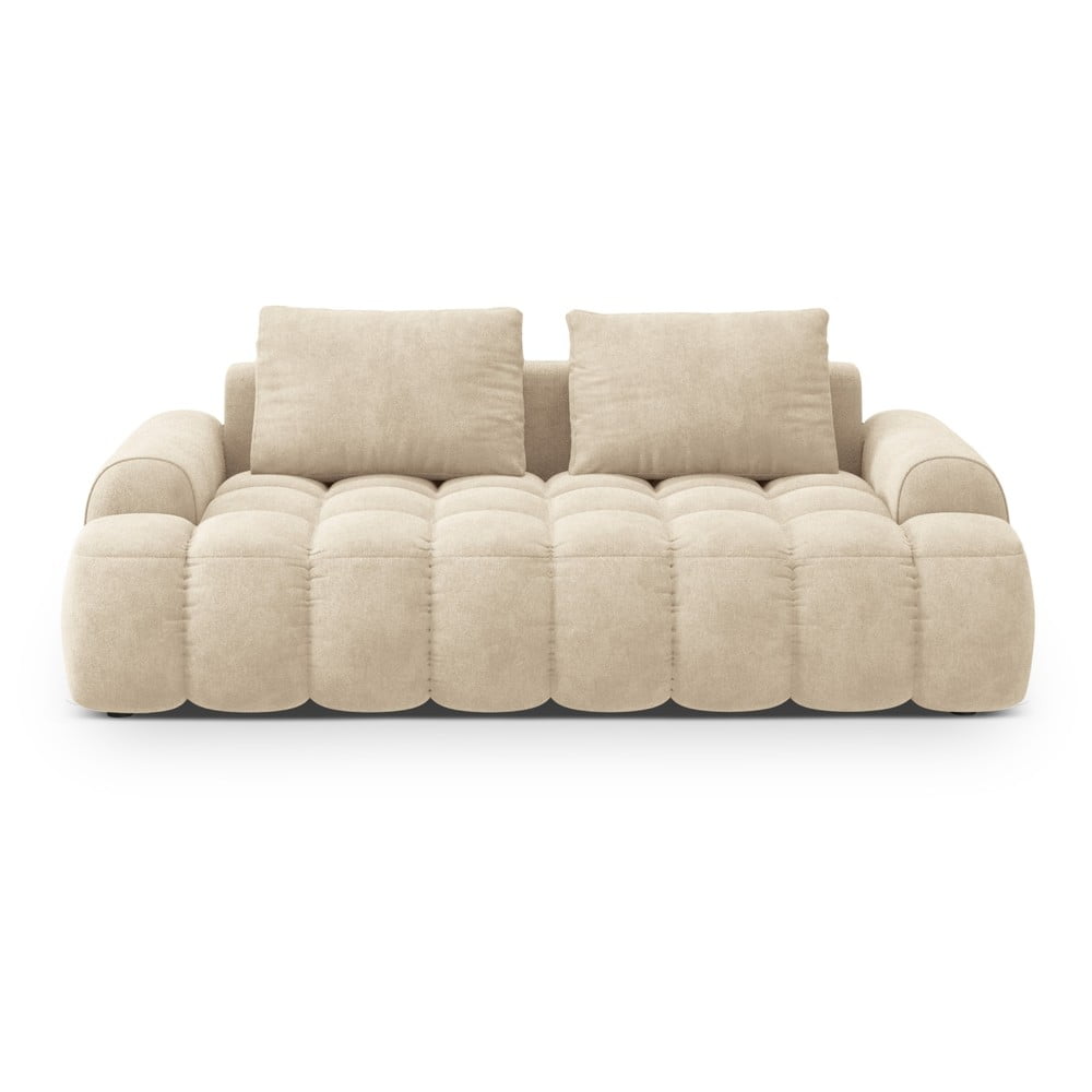 Beżowa aksamitna sofa 200 cm Linz – Cosmopolitan Design