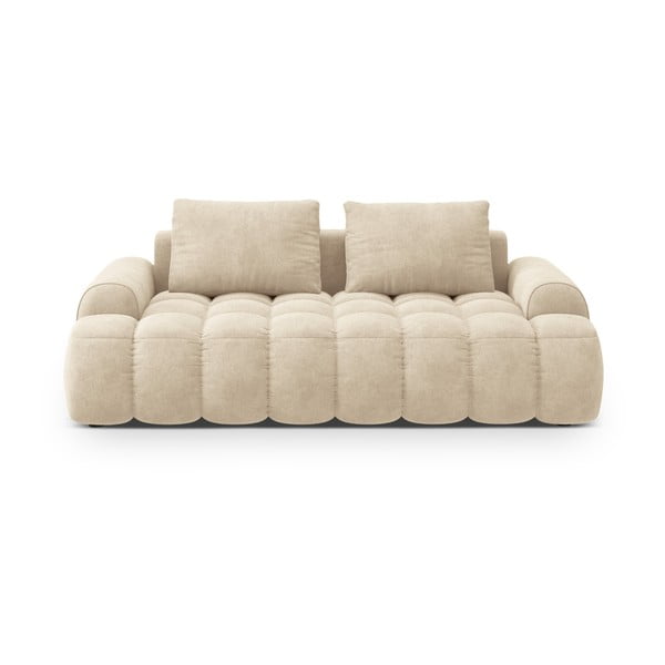 Beżowa aksamitna sofa 200 cm Linz – Cosmopolitan Design
