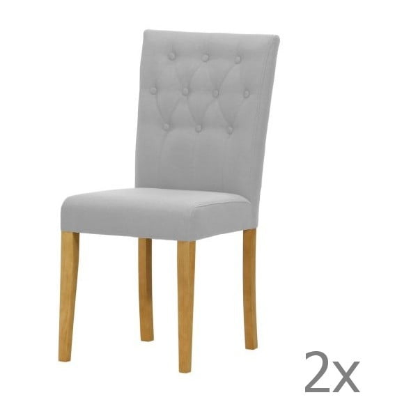 Komplet 2 krzeseł Monako Etna Grey, naturalne nóżki
