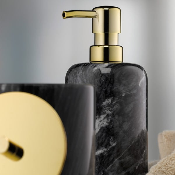 Czarny marmurowy pojemnik na waciki Kela Liron-image-2