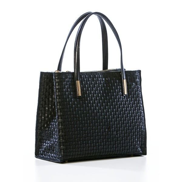 Skórzana torebka Suede Braid Black-image-3