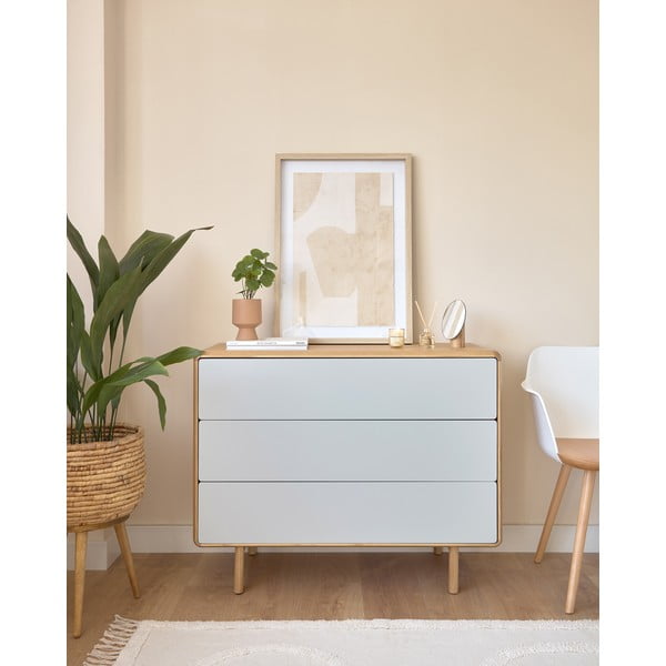 Szaro-naturalna komoda w dekorze jesionu 99x78,5x42 cm Anielle – Kave Home-image-1