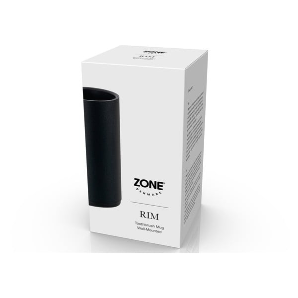 Czarny metalowy kubek ścienny na szczoteczki do zębów Rim − Zone-image-1