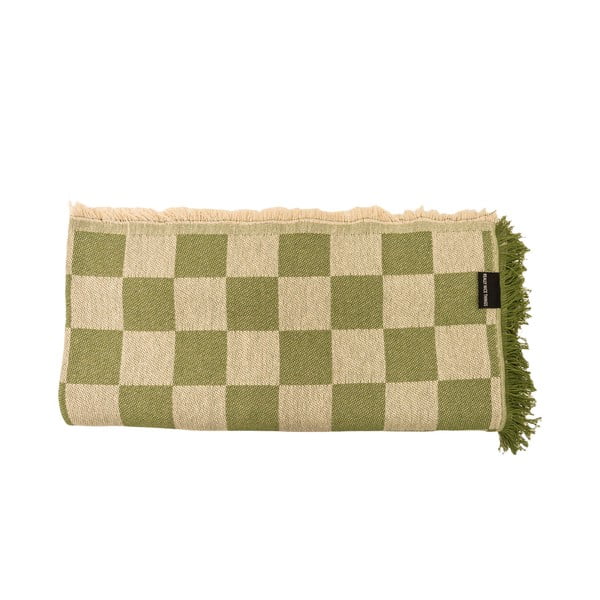 Zielona/beżowa narzuta na łóżko dwuosobowe 240x240 cm Green Checkerboard – Really Nice Things