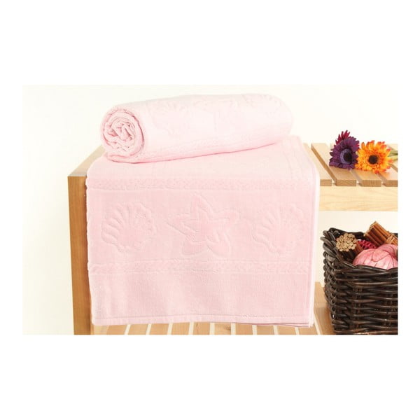 Zestaw 2 różowych ręczników Akdeniz, 70x140 cm