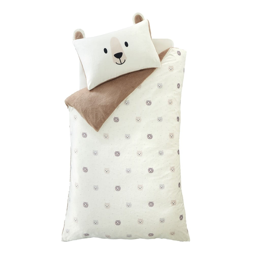 Brązowo-kremowa pościel dziecięca dwuosobowa z mikropluszu 200x200 cm Cosy Bear – Catherine Lansfield