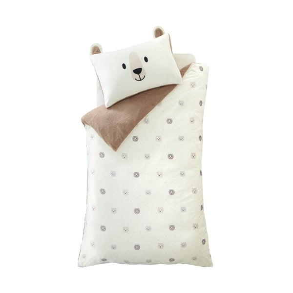 Brązowo-kremowa pościel dziecięca dwuosobowa z mikropluszu 200x200 cm Cosy Bear – Catherine Lansfield