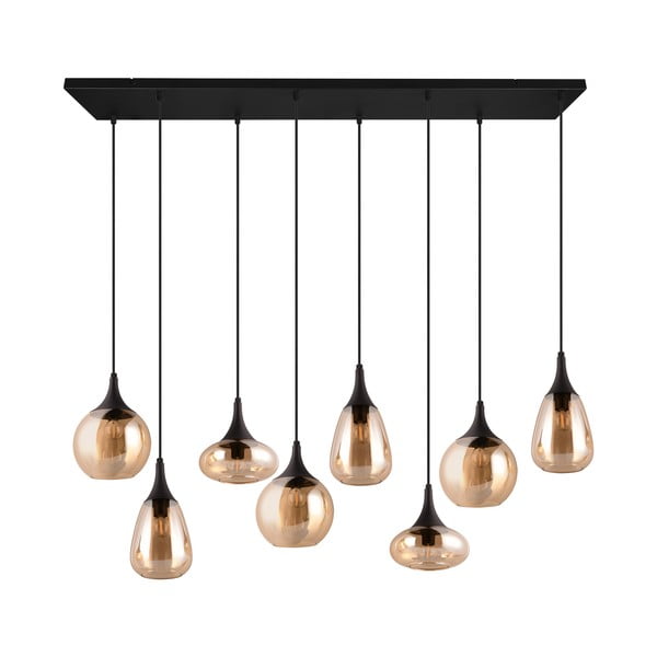 Czarno-pomarańczowa lampa wisząca ze szklanym kloszem Lumina – Trio-image-4