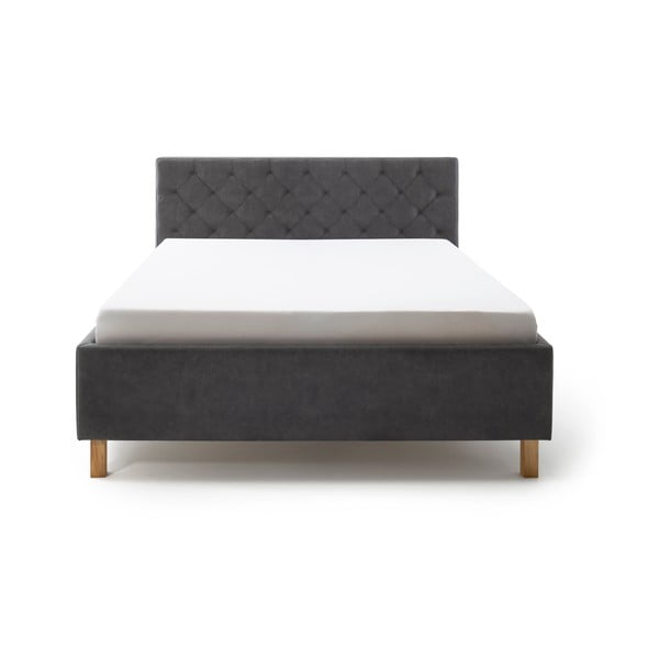 Ciemnoszare tapicerowane łóżko dwuosobowe ze schowkiem ze stelażem 180x200 cm San Remo – Meise Möbel-image-2