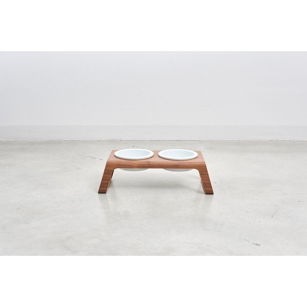 Zestaw misek ze stojakiem dla psów Desco Walnut S – MiaCara-image-1