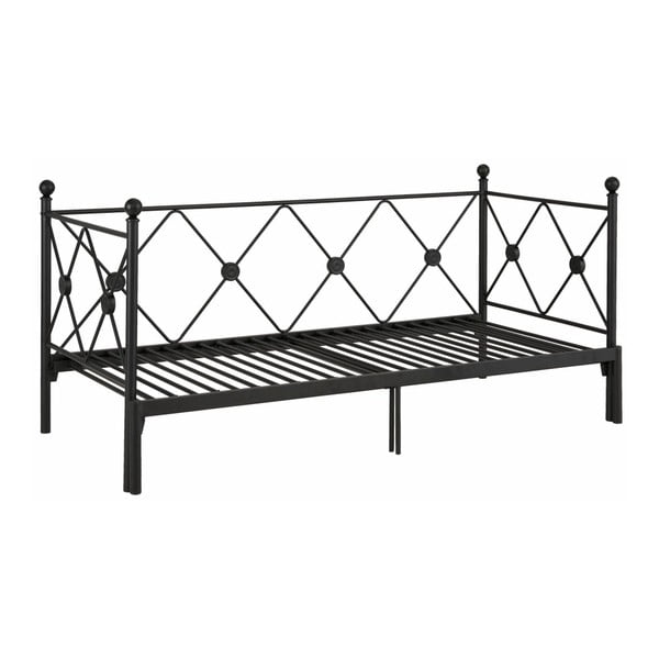 Czarne rozkładane łóżko jednoosobowe Støraa Johnson, 90/180x200 cm